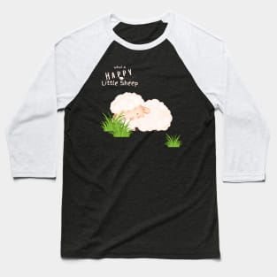 What A Happy Little Sheep | White Writing Baseball T-Shirt